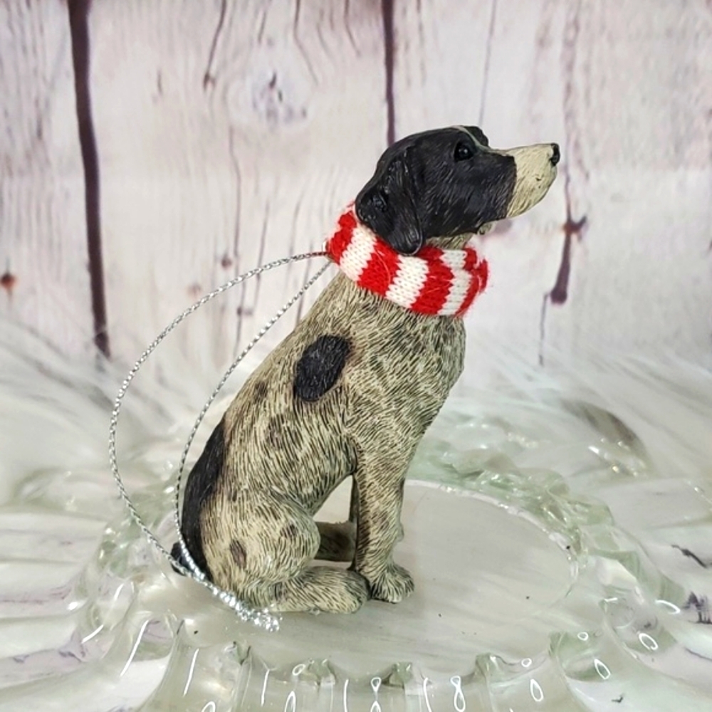 Realistic Winter English Pointer Dog Pup Puppy Resin Christmas Holiday Ornament - Picture 12 of 14